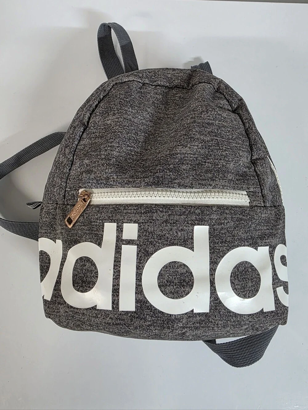 Addidas Mini Backpack Heather Gray With Golden Amber Pulls - Picture 1 of 11